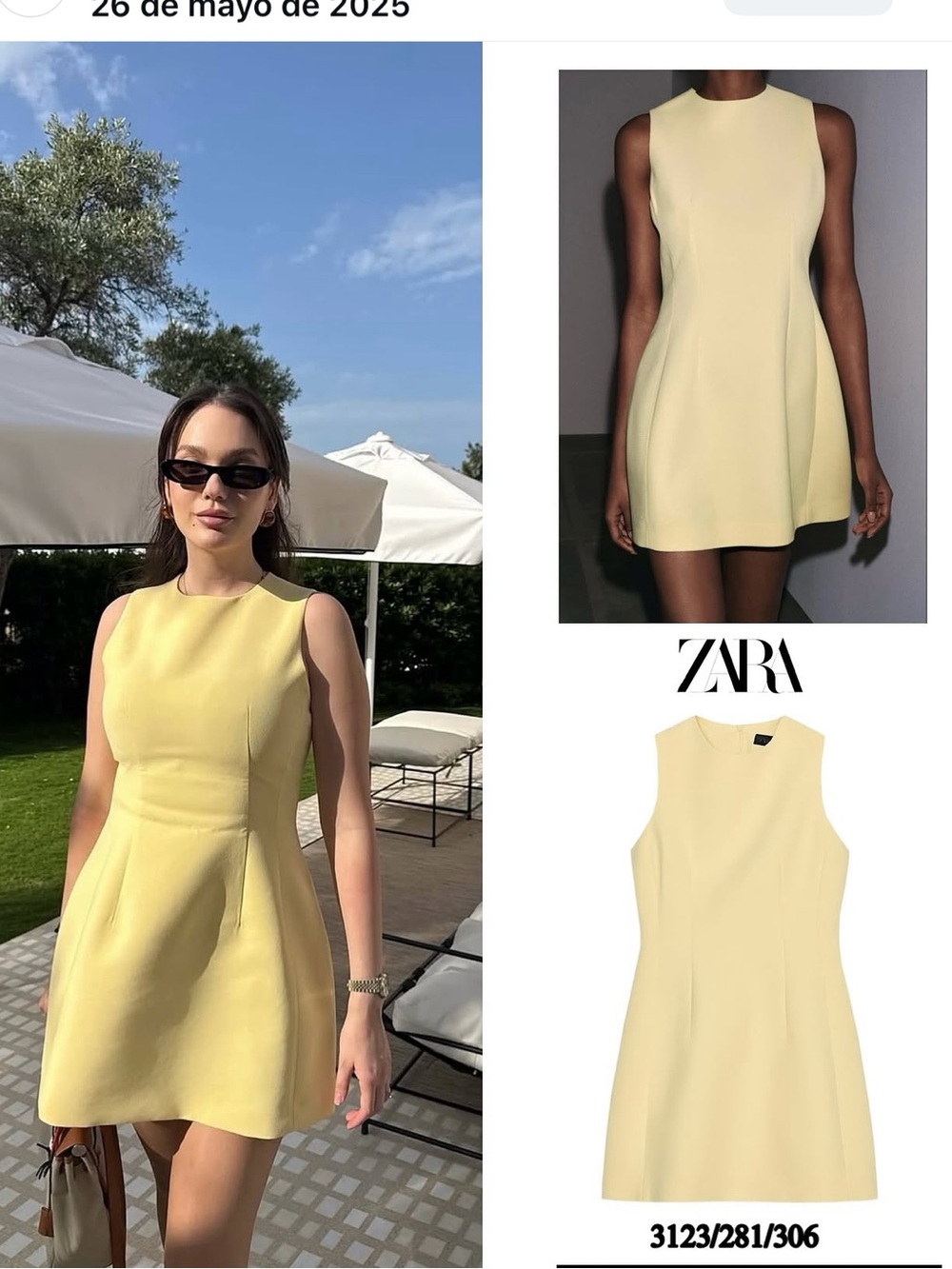 Zara Sleeveless Mini Dress in Soft Yellow - Picture 2 of 3